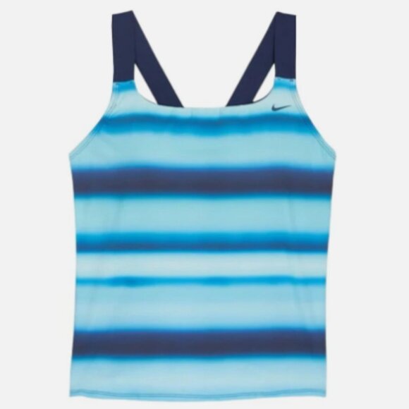Brand New Women's Nike Blue Blur V-Back Move To Zero Tankini Swimsuit Top - Picture 8 of 9